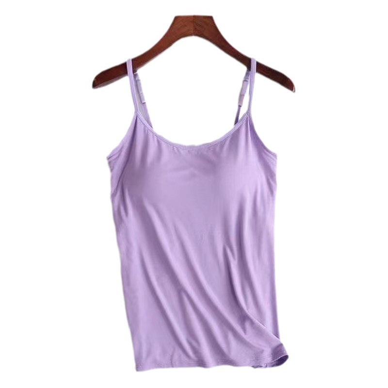 Modal Women's Chest Pad Camisole Vest without Steel Ring Cup One-piece Outer Wear Underwear Yoga Sports T-shirt
