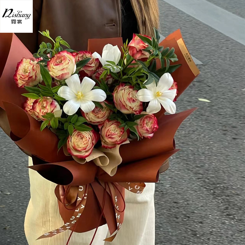 Autumn and Winter New Ankora Red Solid Color Fenghua Paper Waterproof Flower Wrapping Paper Thickened Kraft Paper Flower Bundle Wrapping Paper