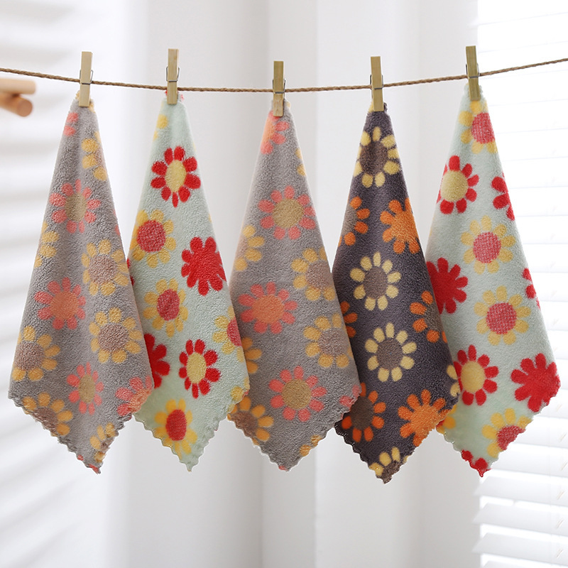 Printed coral fleece rag kitchen special cleaning cloth absorbent lint-free oil-free scouring pad stove dish cloth