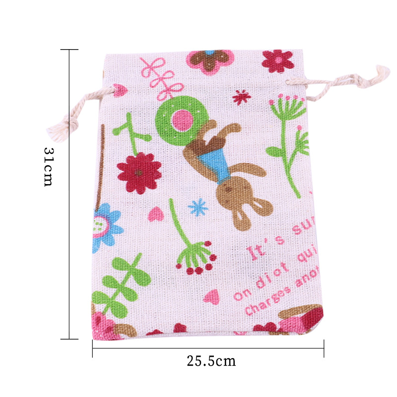 Picture of Printed cotton drawstring bag small bag home travel sundries storage bag Christmas gift packaging bag in stock