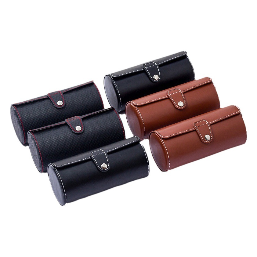 Portable Storage Retro In-Stock Hidden Buckle Watch Box Travel Storage Box Packaging Box Round Box Wholesale Gift Box