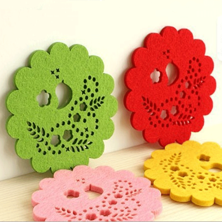 Supply Creative Home Hollow Felt Coasters Tea Cup Insulated Felt Coasters Manufacturers Wholesale Festive Felt Coasters