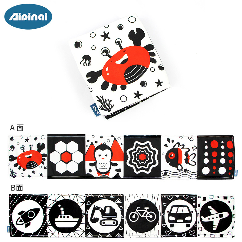 Picture of New listing black and white bed cloth book baby bed circumference baby tear can bite baby cloth book spot wholesale