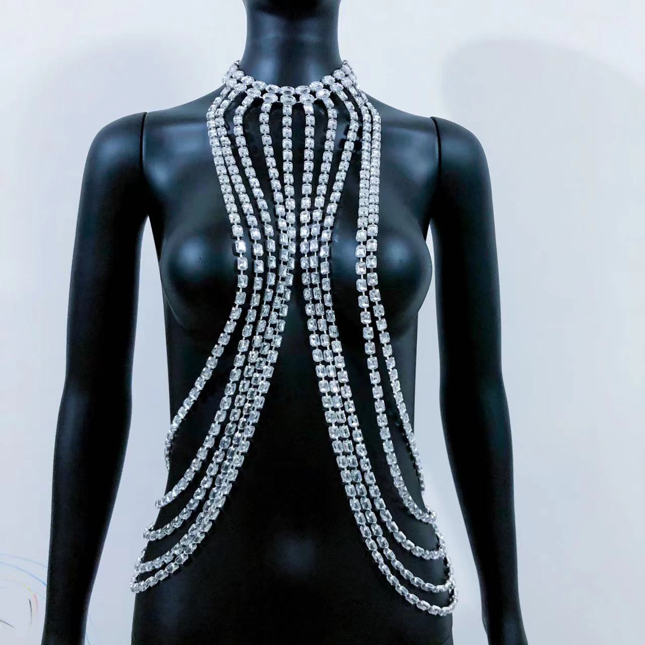 Cross-border e-commerce sexy tassel body chain nightclub fashion exaggerated handmade acrylic European and American body chain