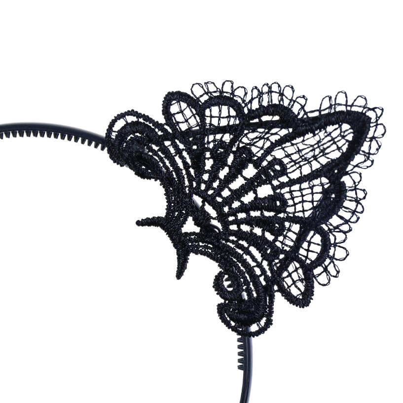 Water-soluble lace birthday party Halloween headdress headband hollow headband small ears 5022