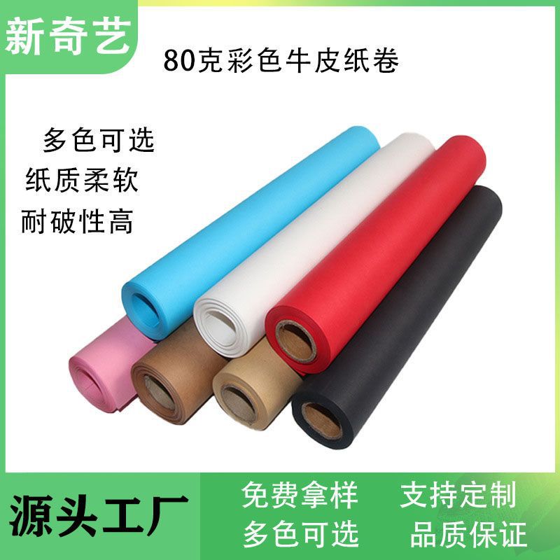 Source goods color small roll kraft paper manufacturers directly for Amazon hot wall hanging handmade gifts DLY label