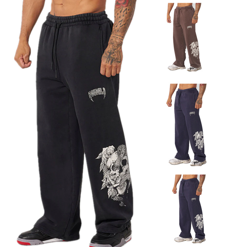 YOUNGLA Men's Sports Pants American Style Sports Casual Straight Pants Gym Running Training Pants TZ-
