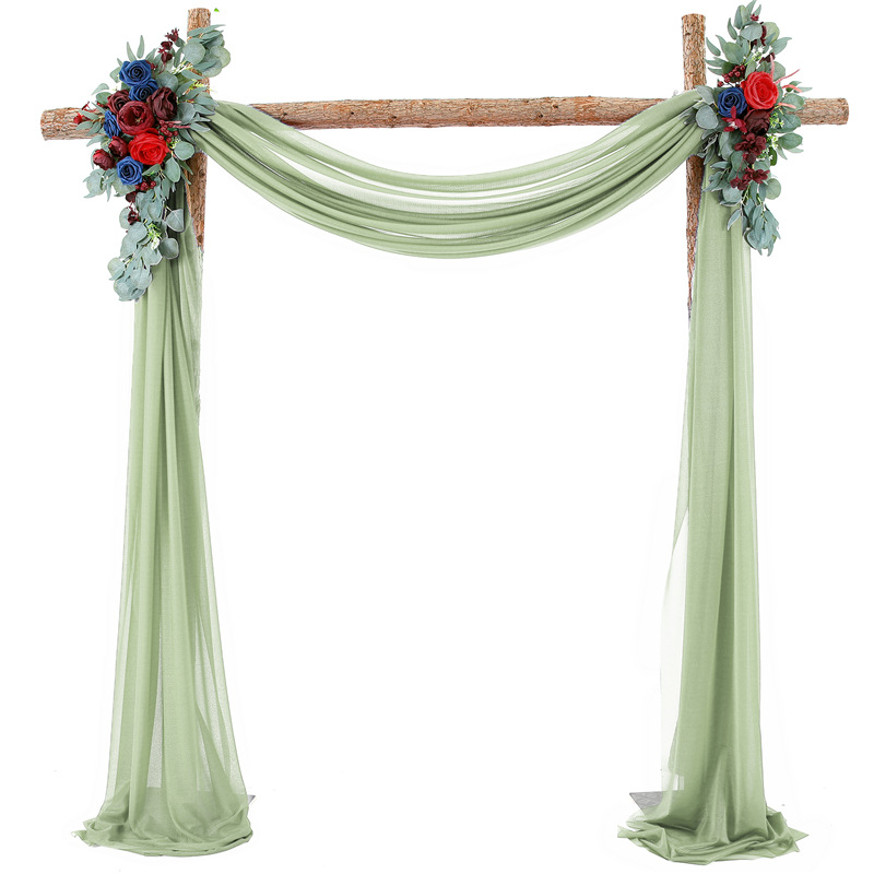 Picture of Cross-Border Popular Wedding Forest Lawn Outdoor Arch Decoration Wedding Arrangement Curtain Pearl Chiffon Gauze Curtain