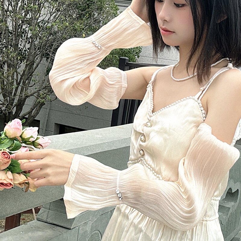 Sunscreen Sleeve Rhinestone Summer UV-resistant Ice Silk Lace Ice Sleeve Elegant Princess Cycling Driving Arm Guard