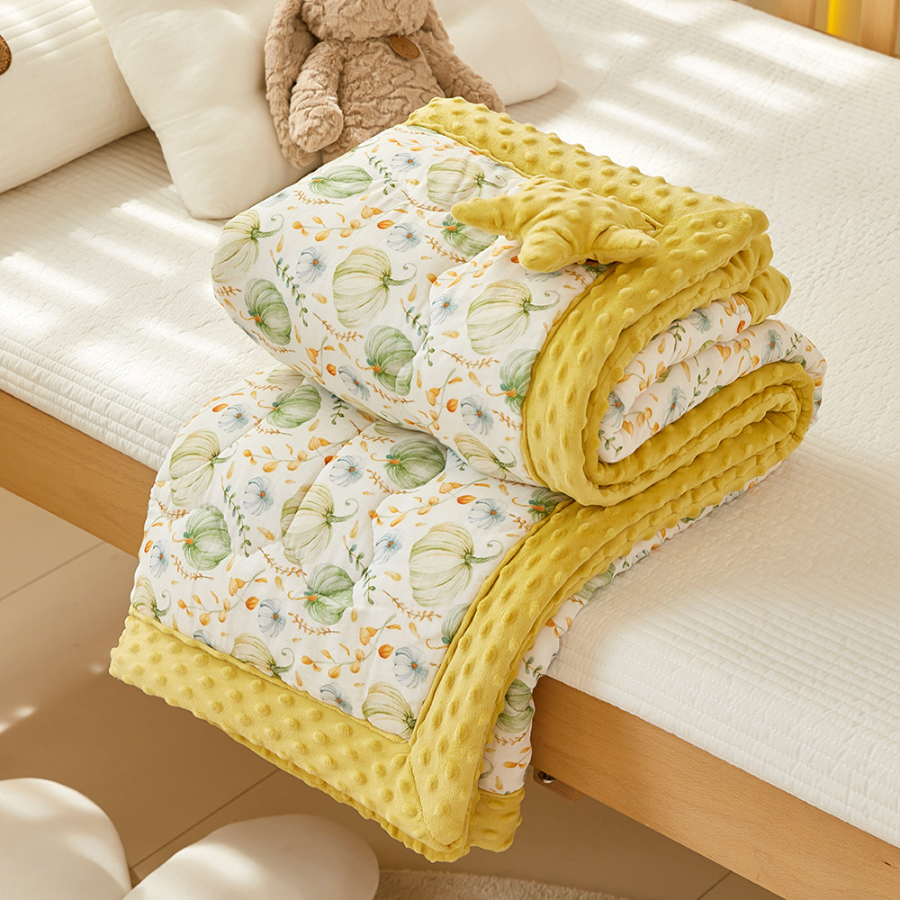 Picture of Original Class A autumn and winter New bamboo cotton gauze bean quilt soybean fiber printing bean velvet children's Four Seasons quilt