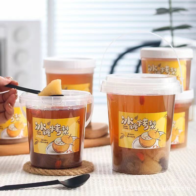 Picture of Net red rock sugar roasted pear packaging cup stewed Sydney soup jar high temperature resistant jar disposable packaging box commercial