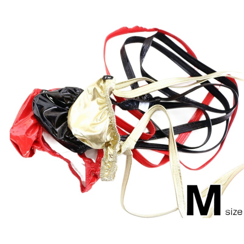 New Men's Sexy Imitation Leather Large Bag T-Shaped Underwear Sling One-piece Thong Underwear Thin Elastic Underwear T-pants