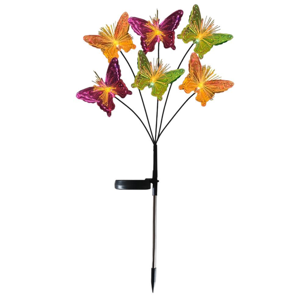 Picture of New LED Solar Fiber Optic Butterfly Flower Lawn Light Floor Insert Light Outdoor Waterproof Courtyard Garden Balcony Lamp