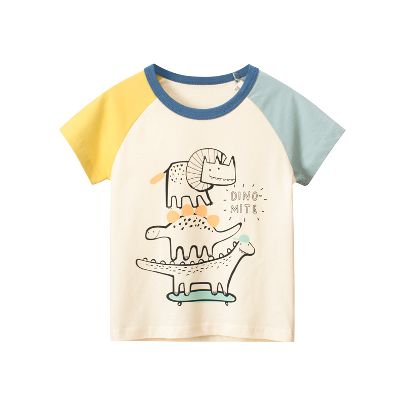 Picture of K-Style of Children's Clothing 2025 Summer New Style 27Kids Children's Dinosaur Male Short-Sleeved T-Shirt Half-Sleeved One-Piece Drop Shipping