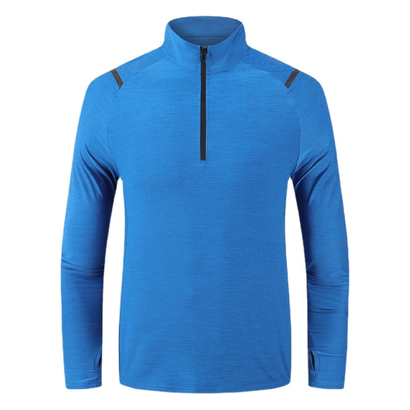 Stand Collar sports solid color new spring and autumn long sleeve high quality long sleeve half zipper T men's top men's T-shirt shipment