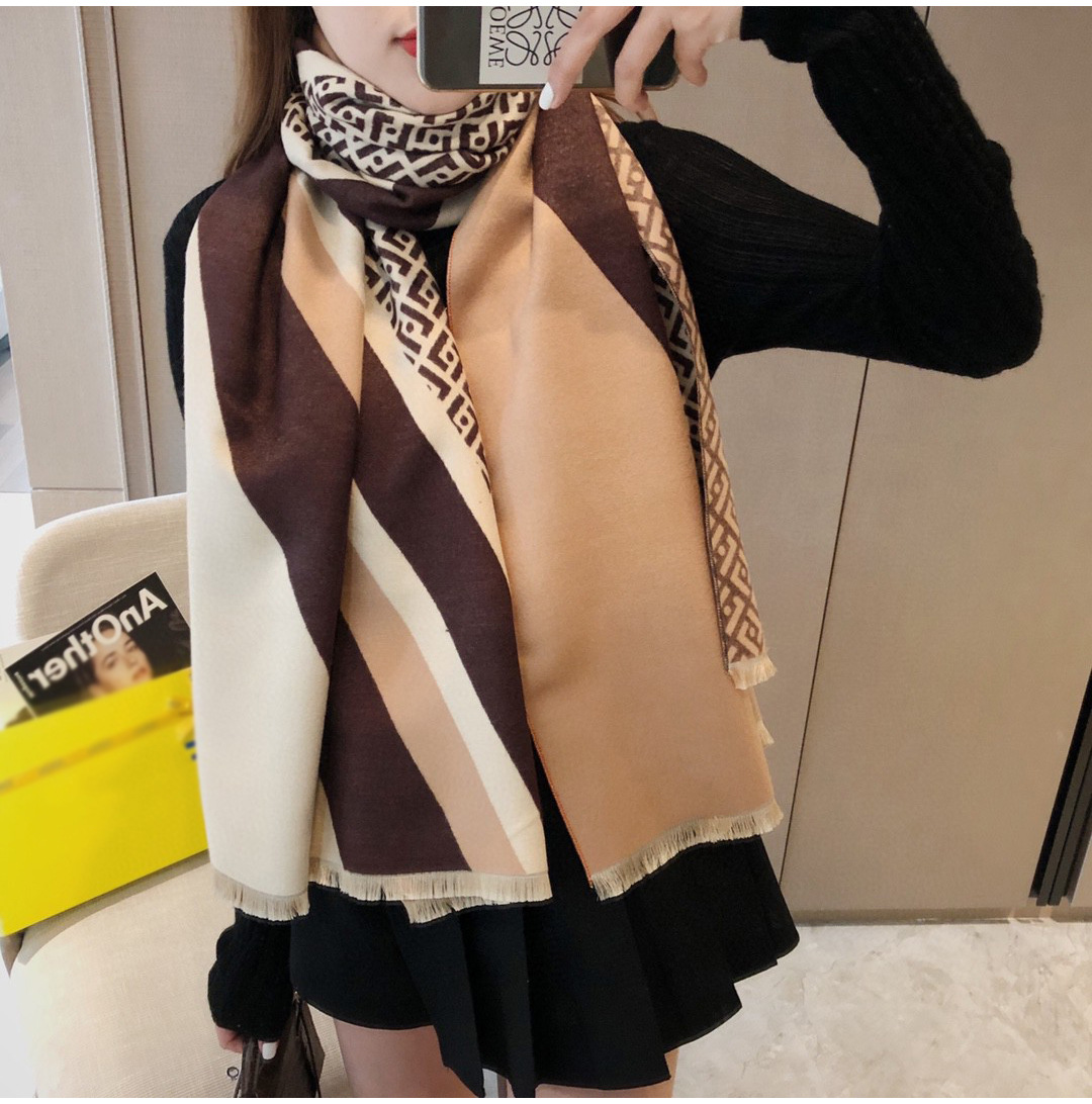 Picture of 2024 New Fashionable Big-Name Versatile Orange High-End Wool Cashmere Shawl Scarf for Women Winter Dual Use