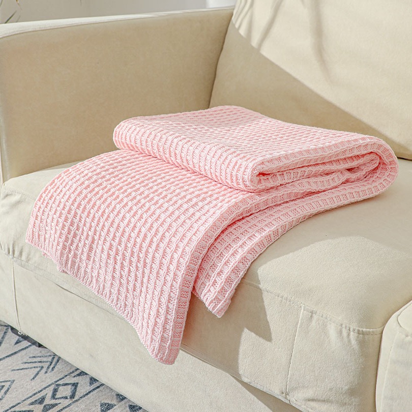Picture of New Sofa Blanket Blanket Summer Knitted Blanket Office Nap Blanket Air Conditioning Blanket Waffle Blanket for Hair