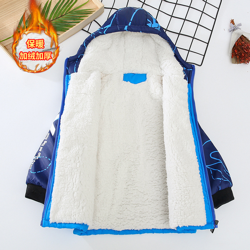 Picture of Children's Clothing Boys' Rush Clothes 2025 New Style Autumn and Winter fleece-lined Thickened Jacket Parker Clothing 3-15 Years Old Fashionable