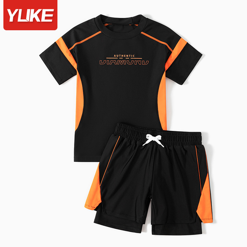 Picture of Children's Swimsuit Boys Split 2024 New Small, Medium and Large Children Student Double-Layer Swimming Trunks Swimsuit Sun Protection Swimsuit