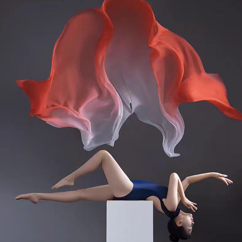 Picture of Dance Photography Photo Gradient Silk Scarf Art Photo Props Dance Performance Elegant Body Etiquette Scarf