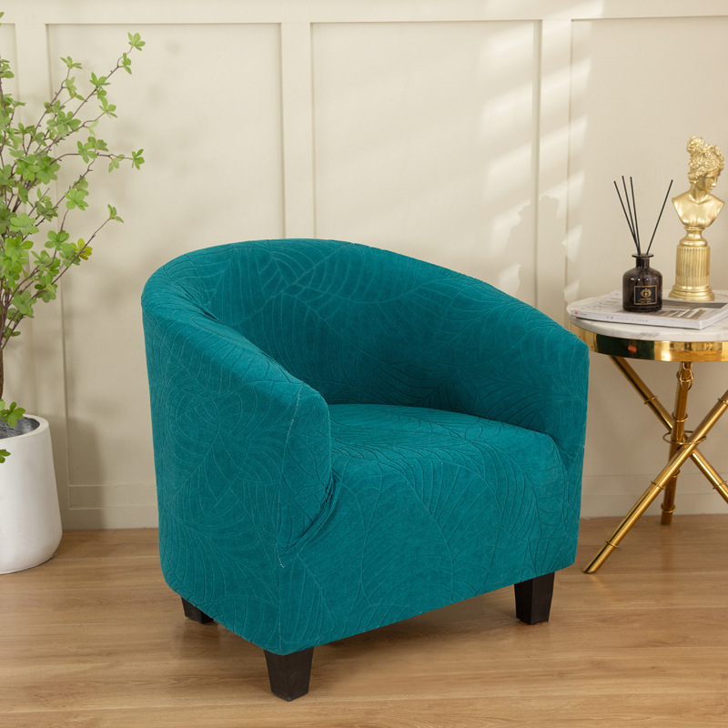 Picture of Cross-border Solid Color Leaf Jacquard Sofa Cover Full-package Semi-circular Cafe Chair Cover Internet Cafe Hotel Sofa Chair Cover