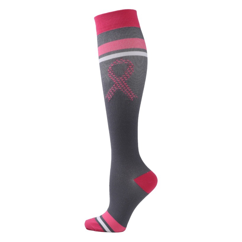 European and American Amazon Color Ribbon Pressure Socks AIDS Logo Nurse Leg Socks Riding Running Sports Compression Socks