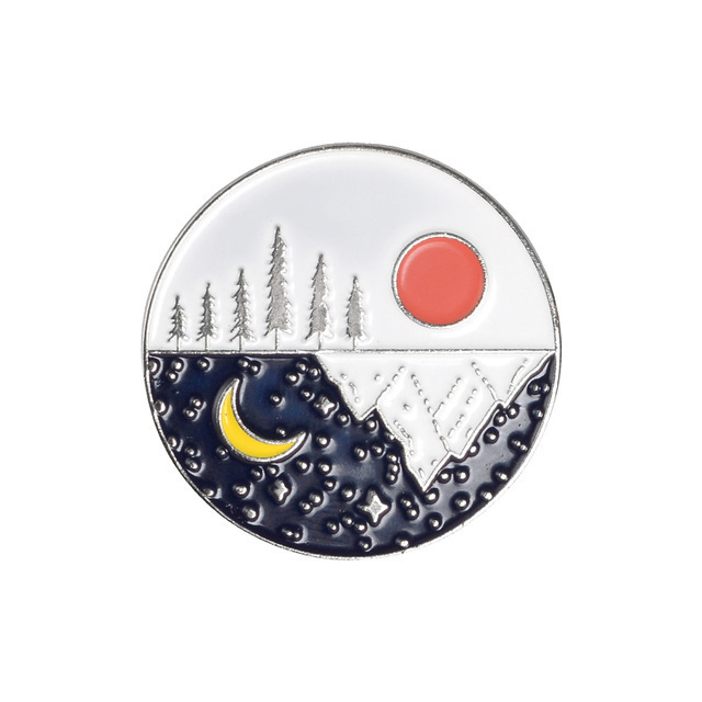 Picture of Oil dripping paint alloy brooch heart Cup EXPLORE outdoor adventure ticket hourglass pin brooch