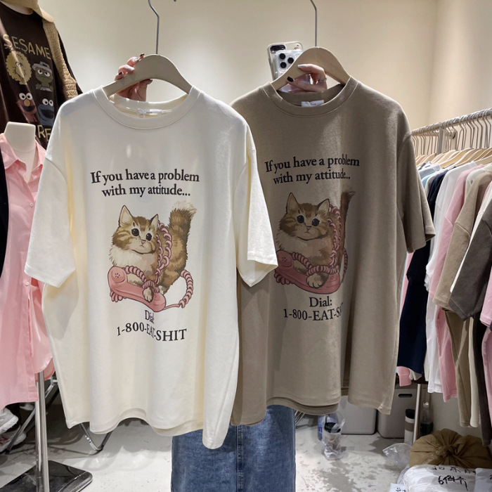 Picture of 2025 New Summer Pure Cotton Short-Sleeved T-Shirt for Women Korean Style Loose Half-Sleeved Pullover Round Neck Top 23026