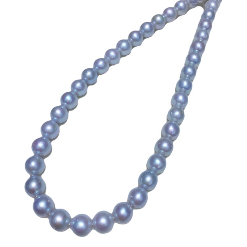 Source Wholesale Industry 7mm Round Hemp Elegant Gray Seedless Freshwater Pearl through Hole Beading DIY Jewelry Raw Materials