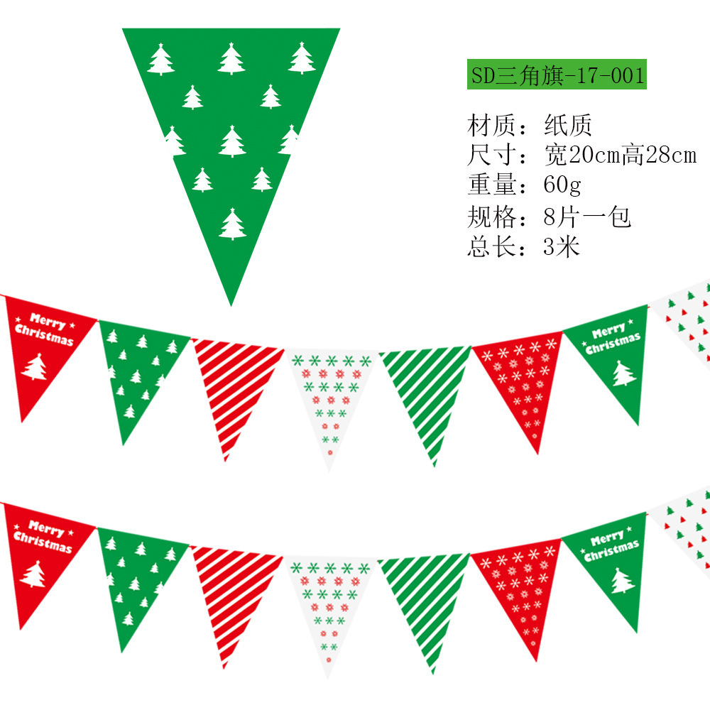 Picture of Christmas Decorations Christmas Pull Flag Hanging Flag Holiday Banner Party Decoration Paper Cartoon Christmas Pull Flower String Flag