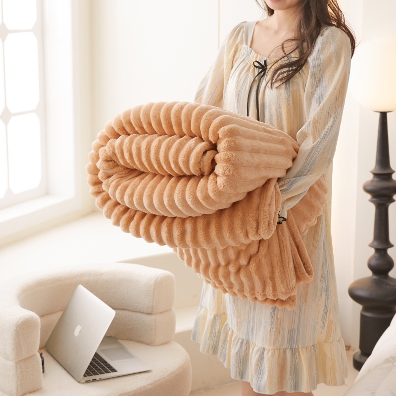 Picture of Light Luxury Rabbit Plush Blanket Sofa Blanket Casual Blanket Autumn and Winter Bedroom Thickeneded Warm Blanket Air Conditioning Nap Bed Sheets