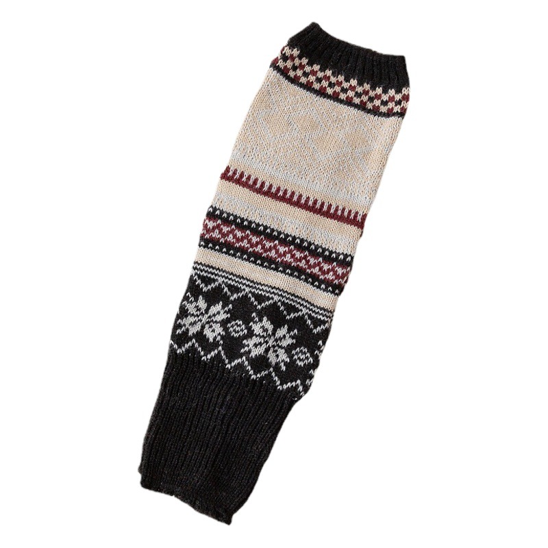 Autumn and winter warm socks piled socks Korean knitted leg cover foot cover geometric contrast color calf socks European women's socks