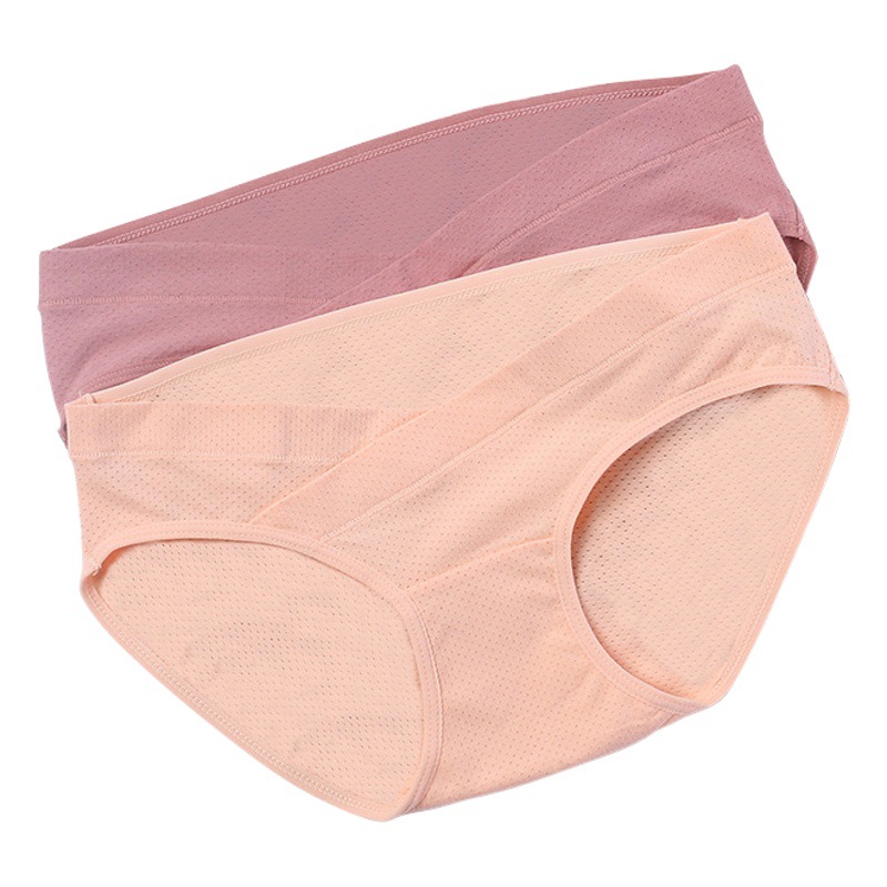 Pregnant Women's Underwear Low Waist Breathable Hole Pregnancy Large Size Abdominal Simple Fashionable Breathable Pregnant and Parturient Triangle Underwear for Women