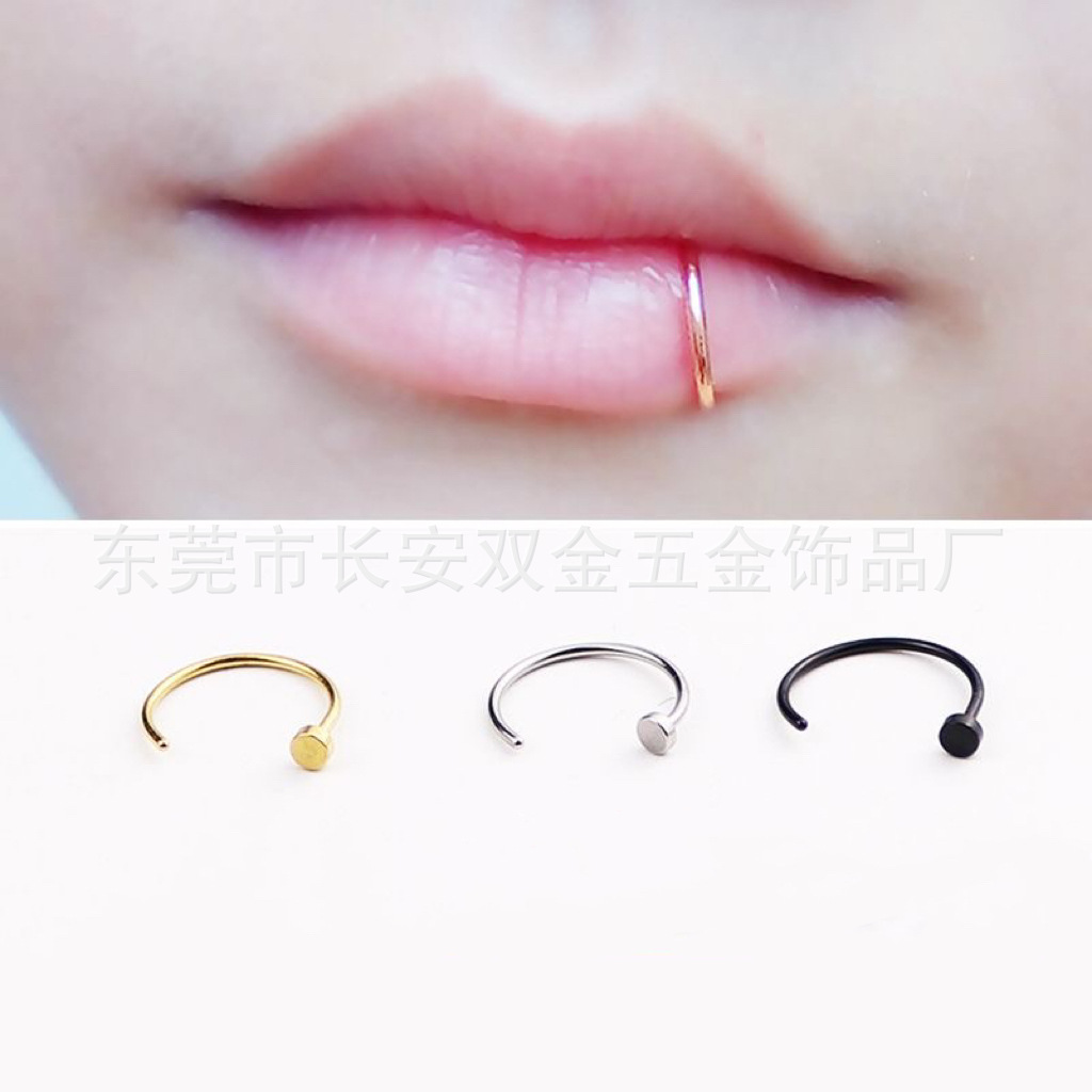 Cross-Border C-Shaped Stainless Steel Nose Ring Amazon Titanium Steel Nose Nail European and American Body Piercing Jewelry Manufacturer Wholesale