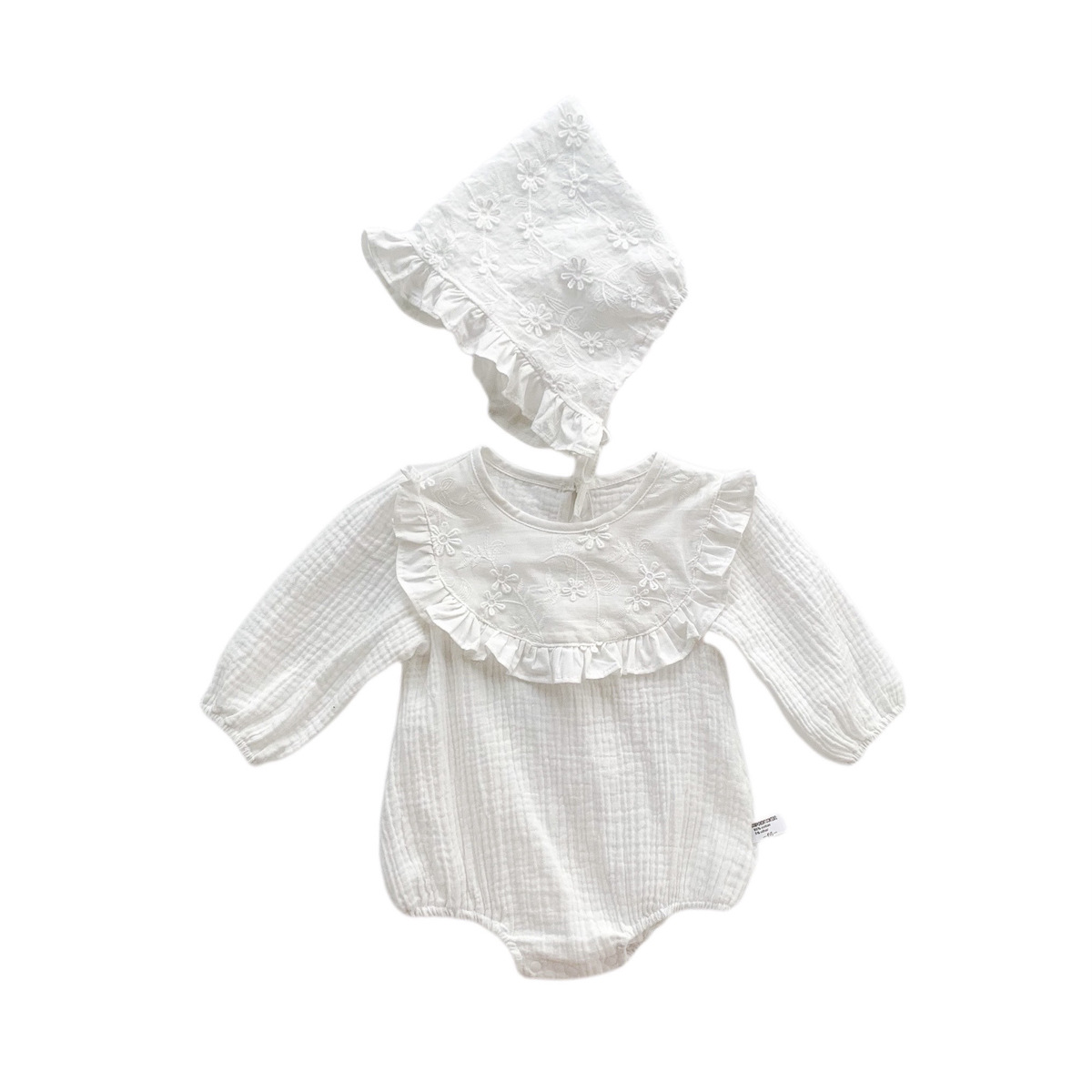 Picture of Ins Kidsren's Princess One-Piece Harem Baby Girl Fashionable Puff Sleeves Lotus Leaf Collar Bag Fart Baby One-Year-Old Dress