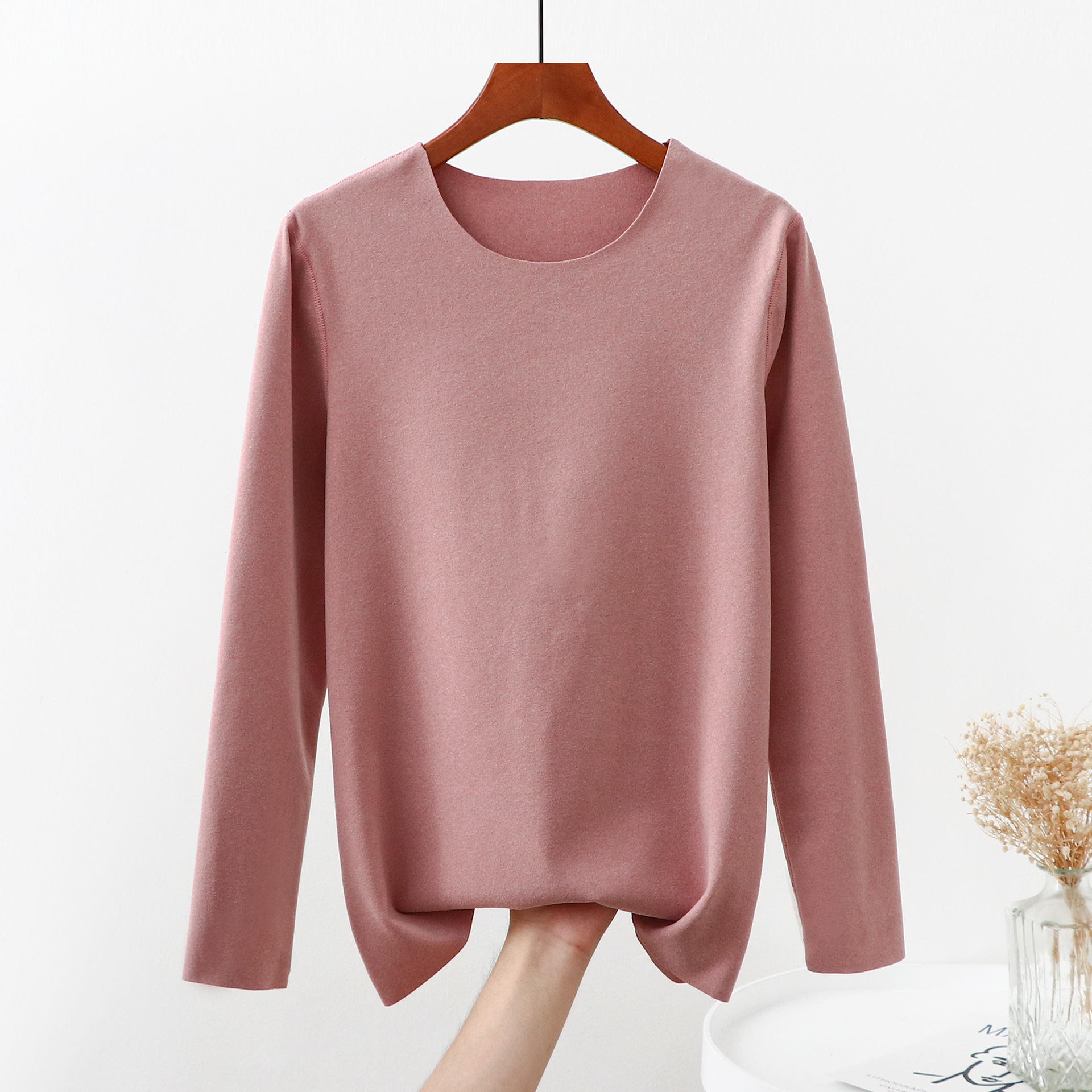 Picture of Add fat to increase the size of fat MM200 kg seamless velvet crew neck bottoming shirt long sleeve thermal underwear jacket women's autumn clothing