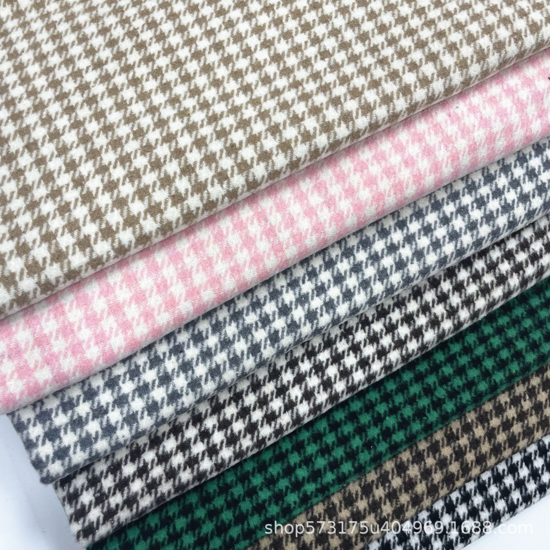 Autumn and Winter Houndstooth Thickened Jacket Skirt Shirt Hat Home Fabric Faux Wool Yarn-dyed Plaid