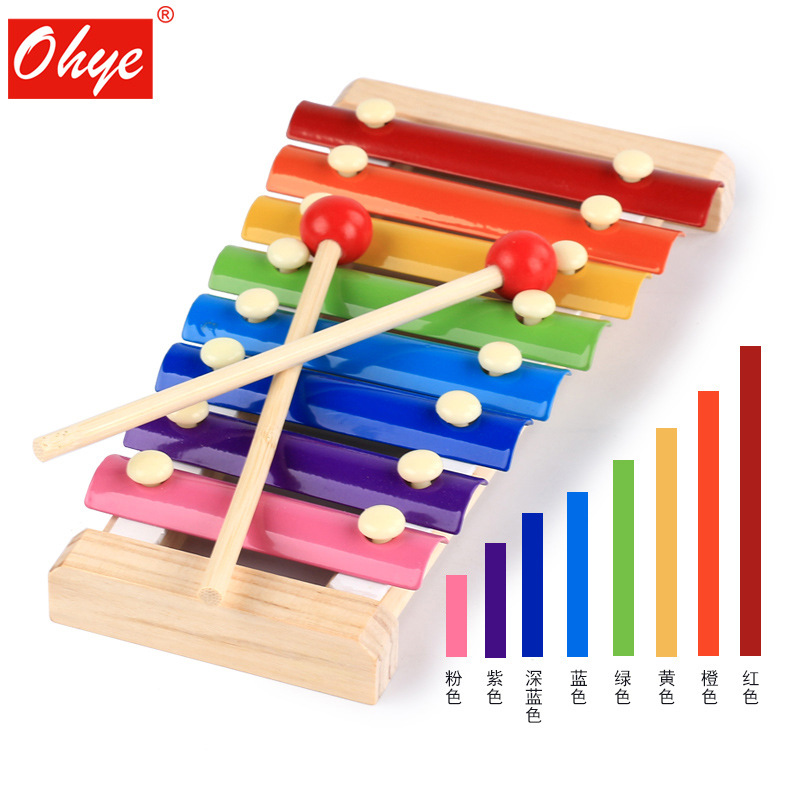 Picture of Children's wooden eight-tone accordion early education educational exercise hand-eye coordination small xylophone tapping instrument toys wholesale