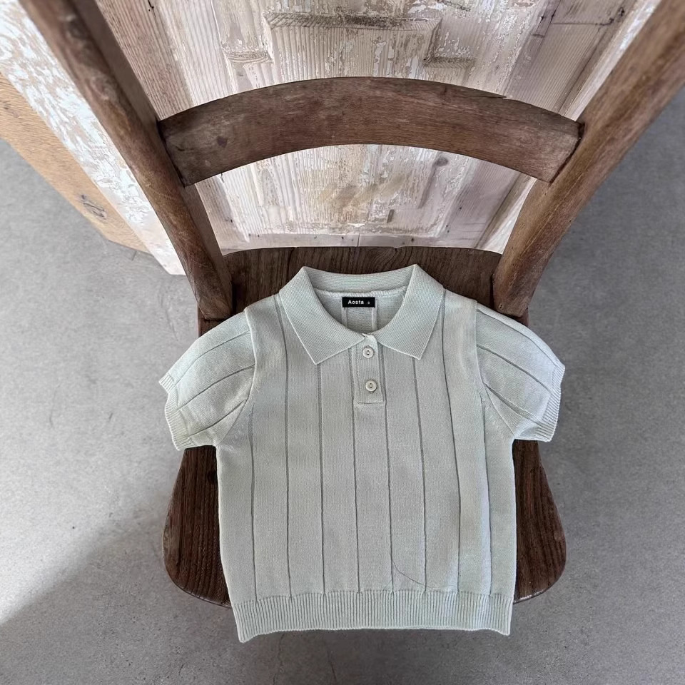 Picture of Korean Style 2025 Spring and Summer Baby Knitwear Thin Summer Top Lel Children's Pullover Polo Shirt