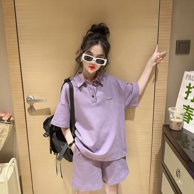 Picture of Girls' summer clothing suit 2023 new children's fashionable western style Sports children's clothing middle and big children's summer fried street two-piece suit