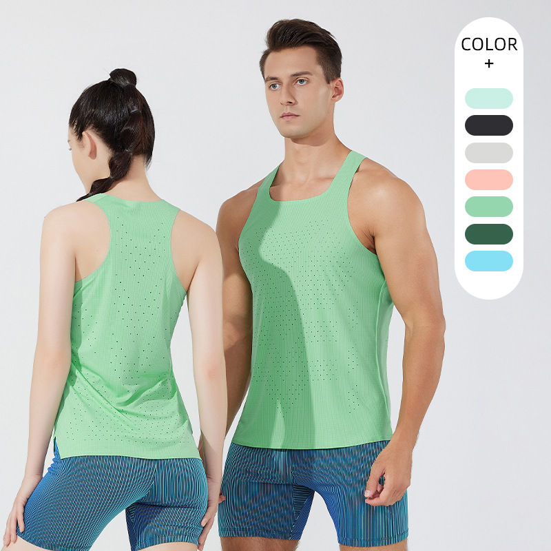 Summer Fitness Vest Men's Quick-Drying Vest Lightweight Track and Field Sports Training Vest Breathable Square Collar Marathon Vest