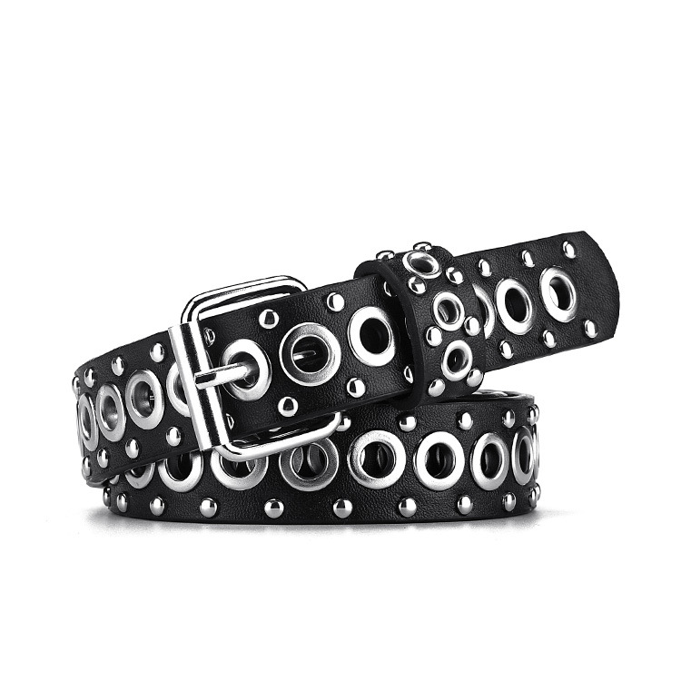 Picture of Belt Women's European and American Punk Rivet Street Personality Men's Belt Air Eye Belt Girls' Cross-border Hipsound Hair