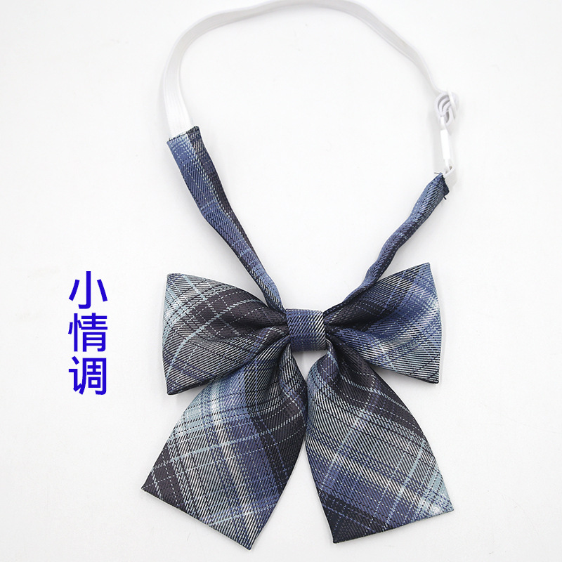 Picture of Hot-selling College Style Oka Pear Field Soot Black Bow Plaid Flat Horn JK Collar Bow Tie Shirt Accessories
