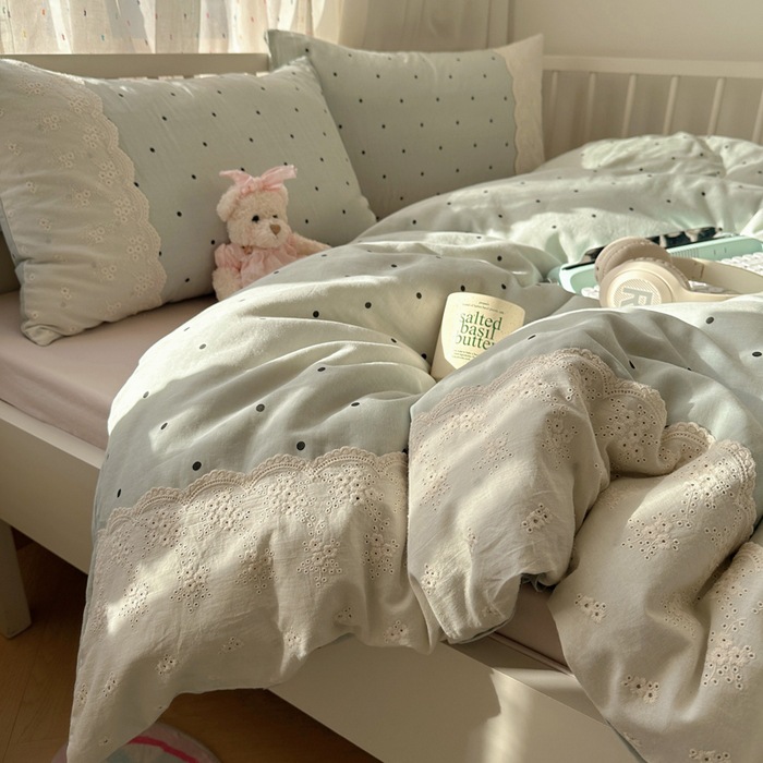 Picture of Class a French Bedding Four-Piece Set Pure Cotton Double-Layer Gauze Quilt Cover Bed Sheetss Summer Bed Bed Sheetss Dormitory Three-Piece Set 4
