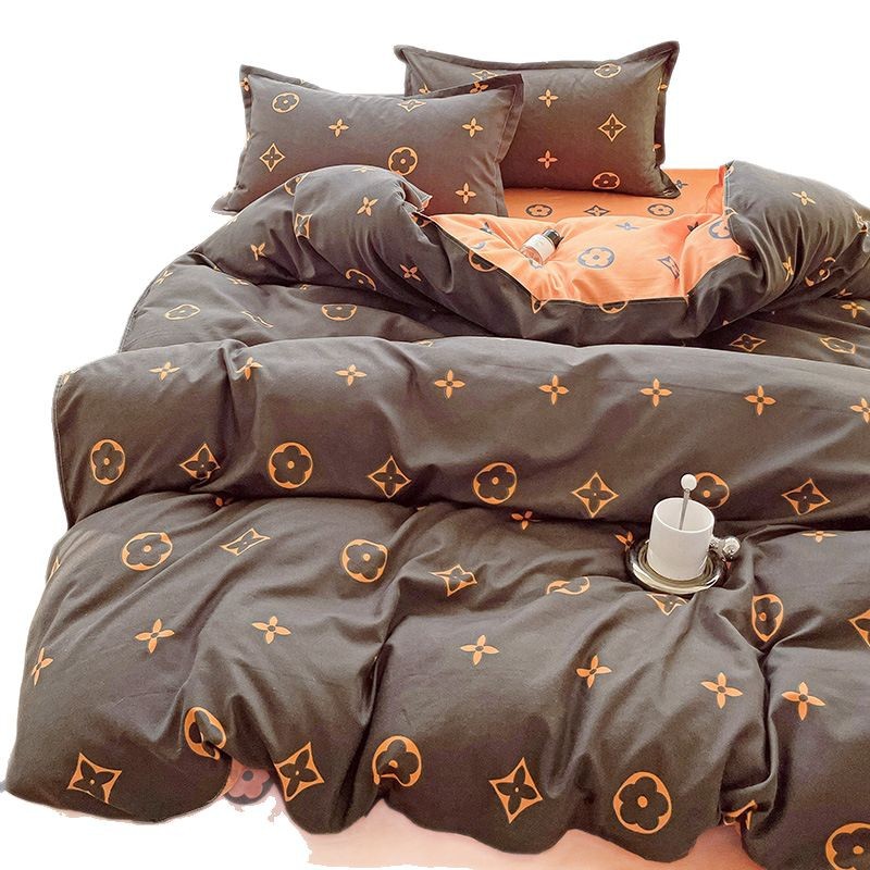 Picture of Class A Maternal and Infant Grade Four-Piece Set Small Fresh Thickened Sanding Quilt Cover Washed Cotton Bed Sheet Quilt Cover Dormitory Three-Piece Set ins