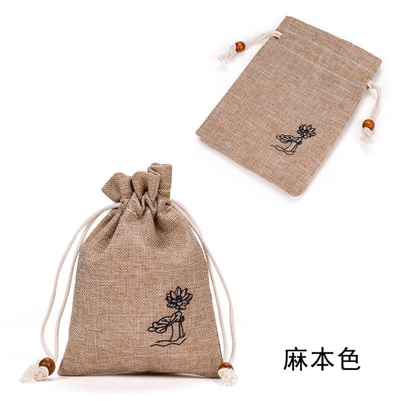 Picture of Red velvet bag red velvet gold mouth jewelry bag linen text play bag wooden string hand bag wholesale