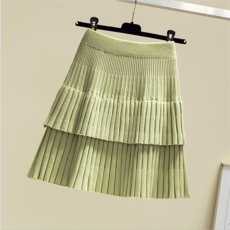 Picture of Trendy Autumn Skirt Korean Style Women's High Waist Cake Skirt Pleated Skirt Knitted Spring and Autumn Women's Stitching Short Skirt