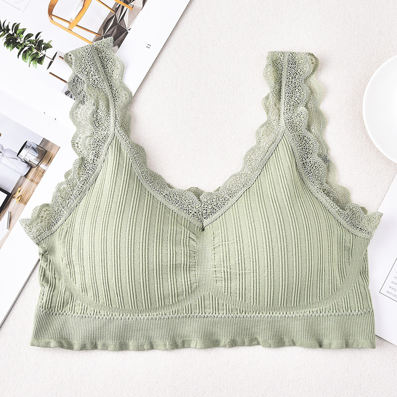 Picture of 2025 New Seamless Beautiful Back Wrap Bra Strapless Sexy Lace Underwear Anti-Exposure Sports Vest