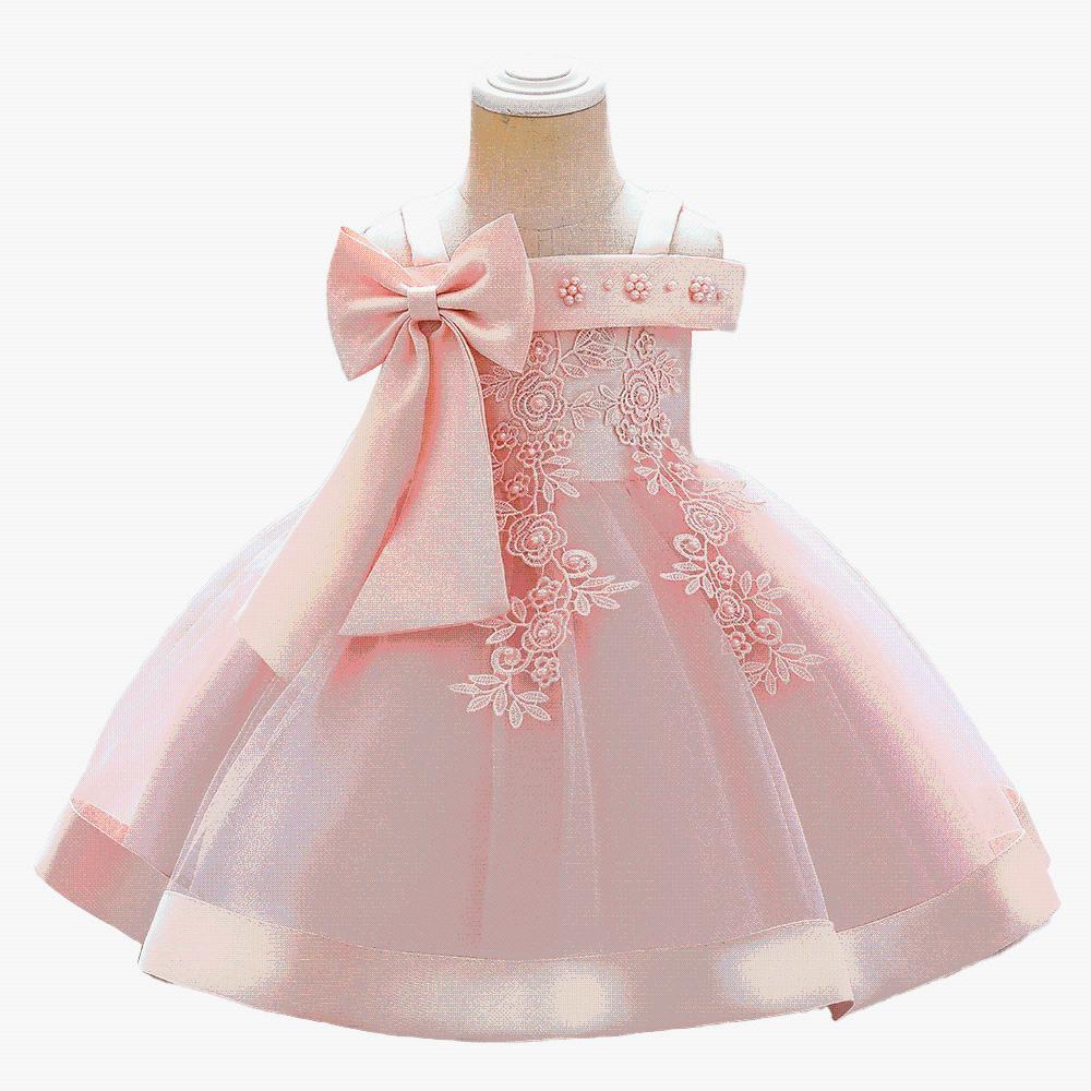 Picture of Foreign trade cross-border new children's wedding dress off-shoulder pearl embroidery girls performance princess puffy skirt summer
