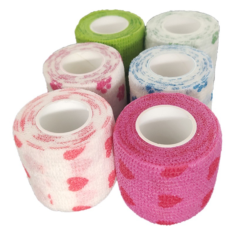 Factory direct non-woven printing pet love footprints self-adhesive elastic finger protection bandage a set of six random